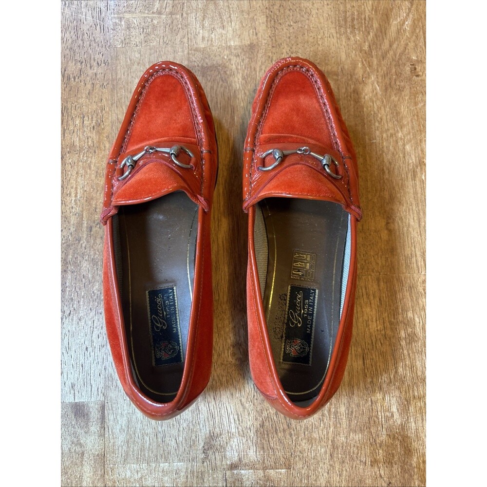 Vintage Gucci Loafer, Red, Velvet/Patent, Women’s Size 38 US 7 - Picture 2 of 11